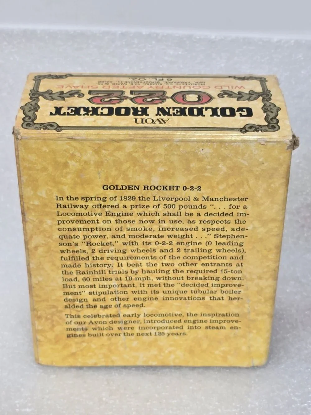 Avon Golden Rocket 0-2-2 Locomotive Avon Wild Country After Shave Collectible